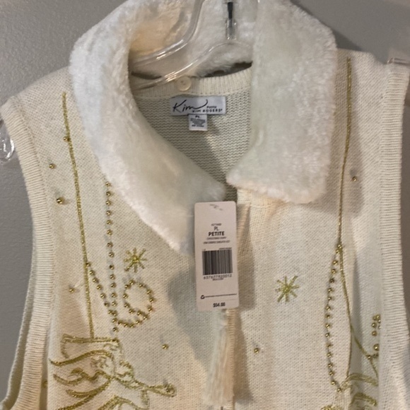 - Kim rogers vest size p-large nwt p2p -18 length 25 removable collar - Picture 2 of 7